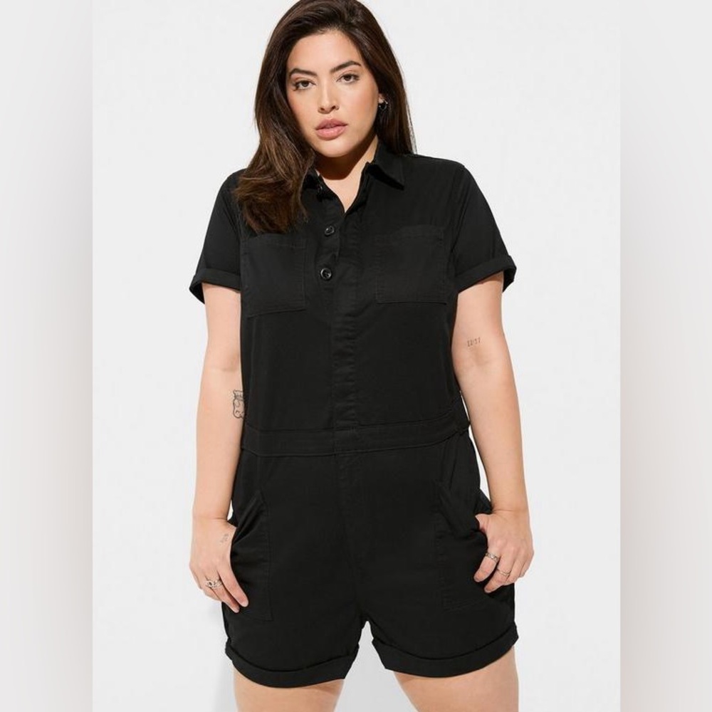 Torrid Black Utility Romper Short Sleeve Size 16 - Picture 6 of 10